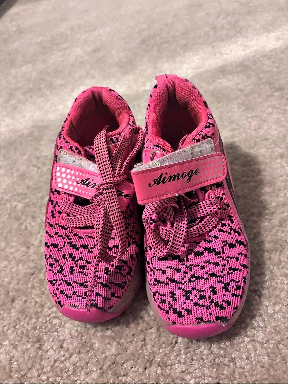 Aimooge Kids Sneakers Pink & Black Girls Size 13